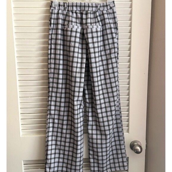 Hollister Ultra High Rise Plaid Pants XS Wide Leg Light Blue Flannel Cabincore - Picture 4 of 13